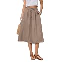 Witsmile Women's Summer Boho High Waist Pleated Flowy Midi Skirt