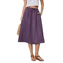 Witsmile Women's Summer Boho High Waist Pleated Flowy Midi Skirt