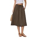 Witsmile Women's Summer Boho High Waist Pleated Flowy Midi Skirt
