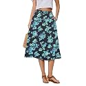 Witsmile Women's Summer Boho High Waist Pleated Flowy Midi Skirt