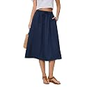 Witsmile Women's Summer Boho High Waist Pleated Flowy Midi Skirt