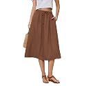 Witsmile Women's Summer Boho High Waist Pleated Flowy Midi Skirt