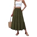 Witsmile Women's Summer Boho High Waist Pleated Flowy Midi Skirt