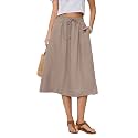 Witsmile Women's Summer Boho High Waist Pleated Flowy Midi Skirt