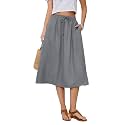 Witsmile Women's Summer Boho High Waist Pleated Flowy Midi Skirt