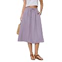 Witsmile Women's Summer Boho High Waist Pleated Flowy Midi Skirt