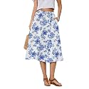 Witsmile Women's Summer Boho High Waist Pleated Flowy Midi Skirt