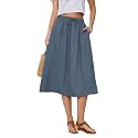 Witsmile Women's Summer Boho High Waist Pleated Flowy Midi Skirt