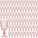 Wiwiqing 100 Pcs Plastic Wine Glasses Vintage Goblets,Pink