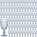 Wiwiqing 100 Pcs Plastic Wine Glasses Vintage Goblets,Blue