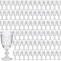 Wiwiqing 100 Pcs Plastic Wine Glasses Vintage Goblets,Clear