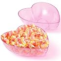Wiwiqing 2 Pcs Heart Shape Dish 9.65 Inch Valentine Candy Bowl Dishes Plastic Love Fruit Plate Dessert Snack Salad Bowl for Home Valentine Anniversary Wedding(Pink,Heart)