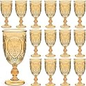 Wiwiqing 24 Pcs Plastic Wine Glasses Vintage Goblets,Amber