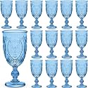 Wiwiqing 24 Pcs Plastic Wine Glasses Vintage Goblets,Royal Blue