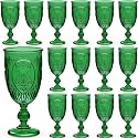 Wiwiqing 24 Pcs Plastic Wine Glasses Vintage Goblets,Dark Green