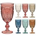 Wiwiqing 24 Pcs Plastic Wine Glasses Vintage Goblets,Mixed Color