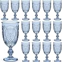 Wiwiqing 24 Pcs Plastic Wine Glasses Vintage Goblets,Blue