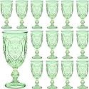 Wiwiqing 24 Pcs Plastic Wine Glasses Vintage Goblets,Green