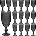 Wiwiqing 24 Pcs Plastic Wine Glasses Vintage Goblets,Black