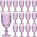 Wiwiqing 24 Pcs Plastic Wine Glasses Vintage Goblets,Purple