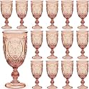Wiwiqing 24 Pcs Plastic Wine Glasses Vintage Goblets,Rose Gold