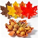 Wiwiqing 4 Pcs Maple Leaves Serving Tray Plastic Fall Thanksgiving Platter