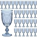 Wiwiqing 48 Pcs Plastic Wine Glasses Vintage Goblets,Blue