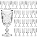 Wiwiqing 48 Pcs Plastic Wine Glasses Vintage Goblets,Clear