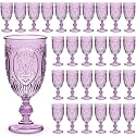 Wiwiqing 48 Pcs Plastic Wine Glasses Vintage Goblets,Purple