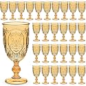 Wiwiqing 48 Pcs Plastic Wine Glasses Vintage Goblets,Amber