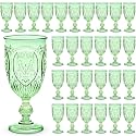 Wiwiqing 48 Pcs Plastic Wine Glasses Vintage Goblets,Light Green