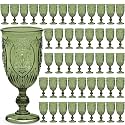 Wiwiqing 48 Pcs Plastic Wine Glasses Vintage Goblets,Olive Green