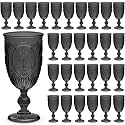 Wiwiqing 48 Pcs Plastic Wine Glasses Vintage Goblets,Black