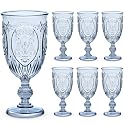 Wiwiqing 6 Pcs Plastic Wine Glasses Vintage Goblets,Blue