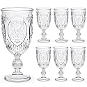 Wiwiqing 6 Pcs Plastic Wine Glasses Vintage Goblets,Clear