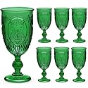 Wiwiqing 6 Pcs Plastic Wine Glasses Vintage Goblets,Dark Green