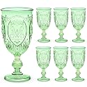 Wiwiqing 6 Pcs Plastic Wine Glasses Vintage Goblets,Green