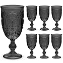 Wiwiqing 6 Pcs Plastic Wine Glasses Vintage Goblets,Black