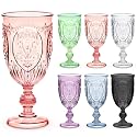 Wiwiqing 6 Pcs Plastic Wine Glasses Vintage Goblets,Multicolor