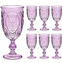 Wiwiqing 6 Pcs Plastic Wine Glasses Vintage Goblets,Purple
