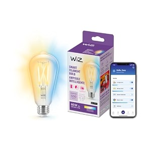 wiz connected 60w st19 tunable white filament led smart light bulbs - connects to your wi-fi - e26 smart bulb - control with voice or app  activate with motion - matter compatible - 1 pack