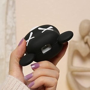 cute 3d silicone 360 protection charger case cover compatible for i-phone 18w - 20w charger stylish spiral cable protective cover for i-phone charger 18w-20w kaws-black