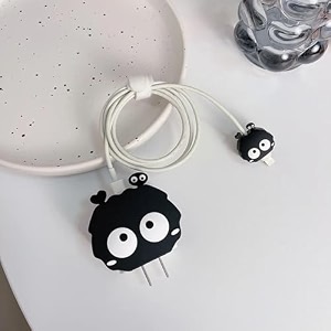 cute 3d silicone 360 protection charger case cover compatible for i-phone 18w-20w chargerstylish spiral cable protective cover for i-phone charger 18w-20w 2-eyes-fmulticolor