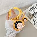 Cute 3D Silicone 360 Protection Charger Case Cover Compatible for i-Phone 18W - 20W Charger, Stylish Spiral Cable Protective Cover for i-Phone Charger 18W-20W (LUFFYxOP) Multicolor