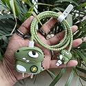 Cute 3D Silicone 360 Protection Charger Case Cover Compatible for i-Phone 18W - 20W Charger, Stylish Spiral Cable Protective Cover for i-Phone Charger 18W-20W (T-REX F) Multicolor