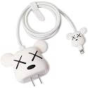 Cute 3D Silicone 360 Protection Charger Case Cover Compatible for i-Phone 18W - 20W Charger, Stylish Spiral Cable Protective Cover for i-Phone Charger 18W-20W (KAWS-White)