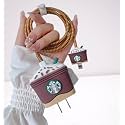 Cute 3D Silicone 360 Protection Charger Case Cover Compatible for i-Phone 18W - 20W Charger, Stylish Spiral Cable Protective Cover for i-Phone Charger 18W-20W (STARBACKS-Brown)