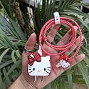 WIZADO Cute 3D Silicone 360 Protection Charger Case Cover Compatible for i-Phone 18W - 20W Charger, Stylish Spiral Cable Protective Cover for i-Phone Charger 18W-20W (RED Hello Kitty)