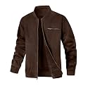 Wizoat Men's Suede Bomber Jacket Casual Lightweight Jacket Varsity Coat