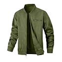 Wizoat Men's Suede Bomber Jacket Casual Lightweight Jacket Varsity Coat